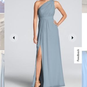 David’s Bridal Long Chiffon Bridesmaid Dress Dusty Blue Size 8
